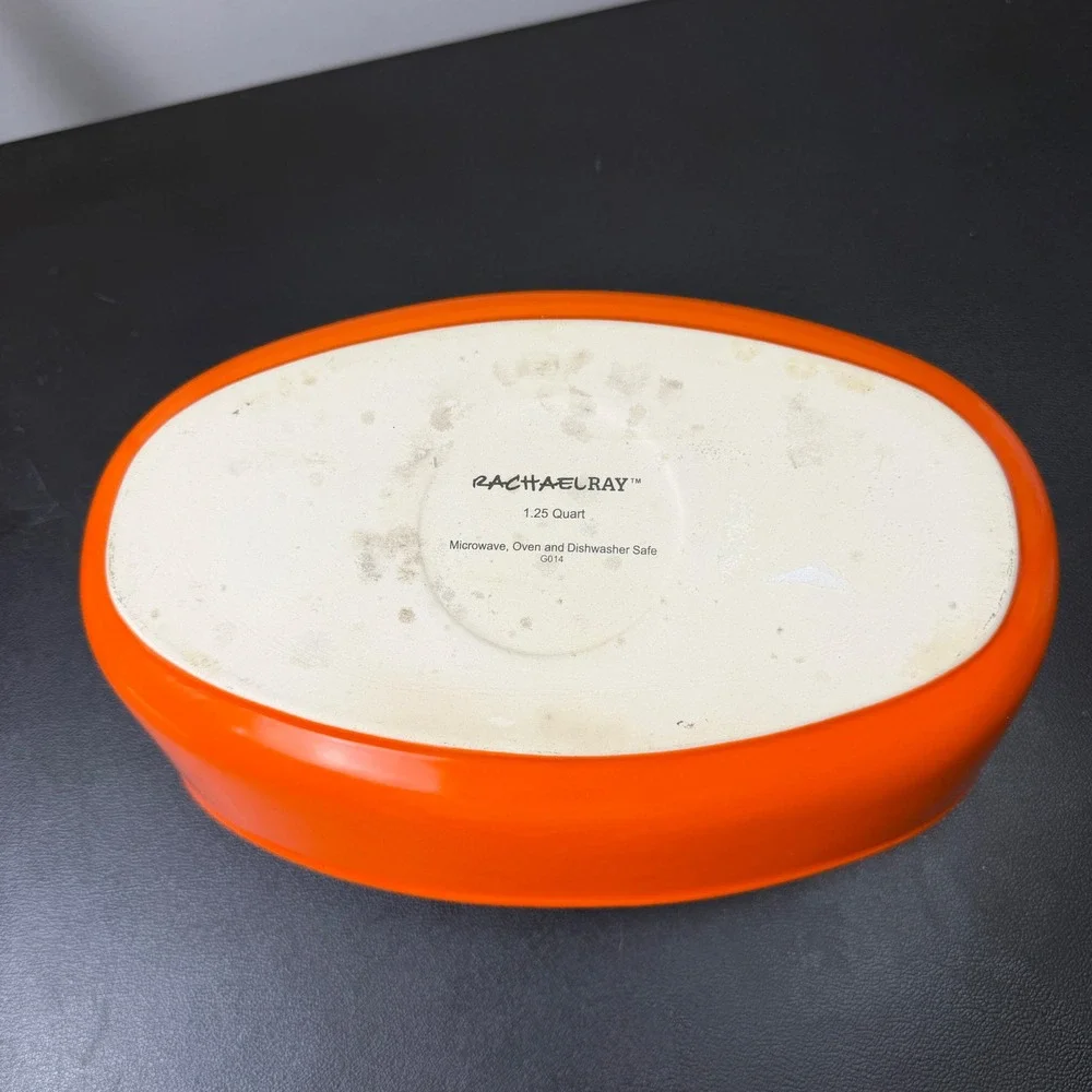 Rachael Ray Oval Baker Unisex 1.25 Quart Orange Stoneware Casserole Dish cook